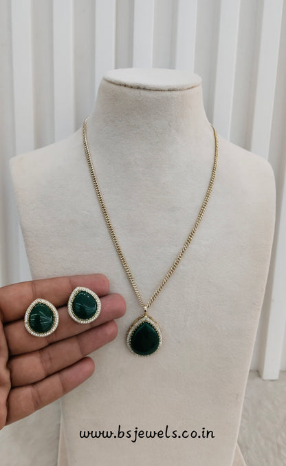 Green Gold Moissanite Kundan Necklace Jewellery Avenger Chain Set