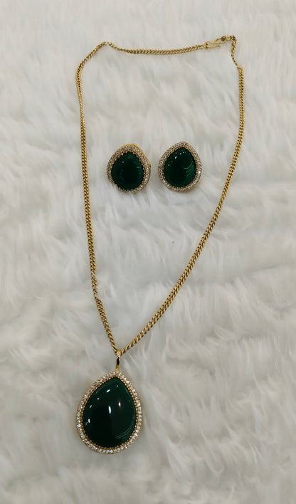 Green Gold Moissanite Kundan Necklace Jewellery Avenger Chain Set
