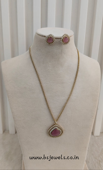 Pink Gold Moissanite Kundan Necklace Jewellery Avenger Chain Set