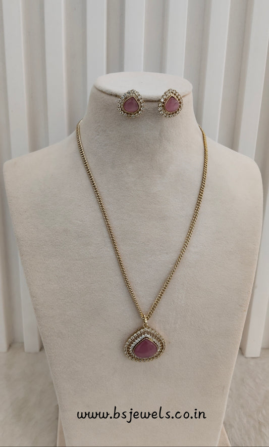 Pink Gold Moissanite Kundan Necklace Jewellery Avenger Chain Set