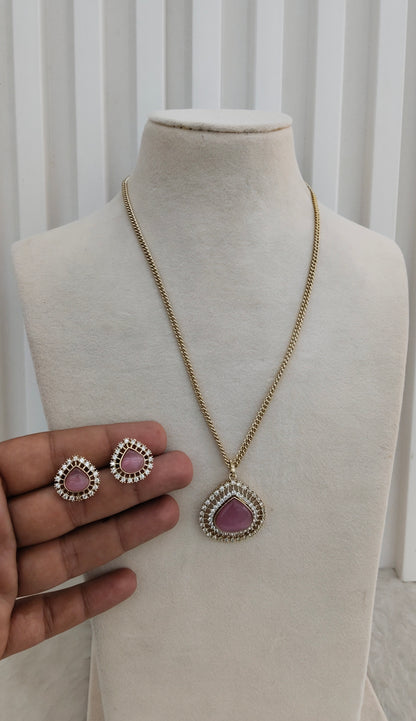 Pink Gold Moissanite Kundan Necklace Jewellery Avenger Chain Set
