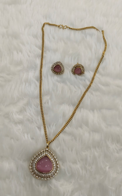 Pink Gold Moissanite Kundan Necklace Jewellery Avenger Chain Set