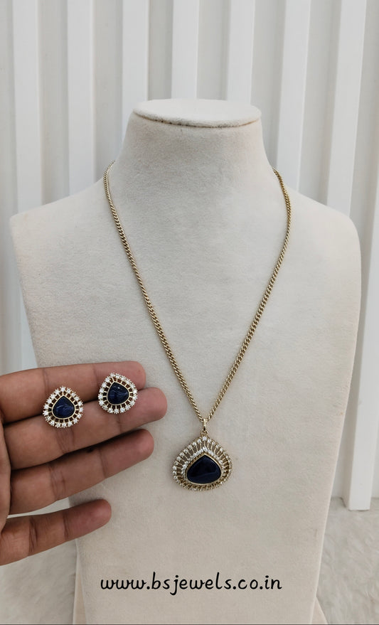Blue Gold Moissanite Kundan Necklace Jewellery Avenger Chain Set