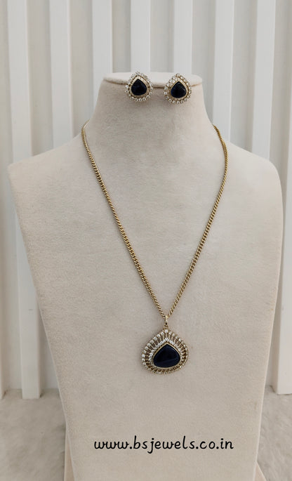 Blue Gold Moissanite Kundan Necklace Jewellery Avenger Chain Set