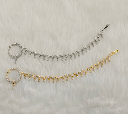 Silver Gold bridal Nath nathini Cz Stone