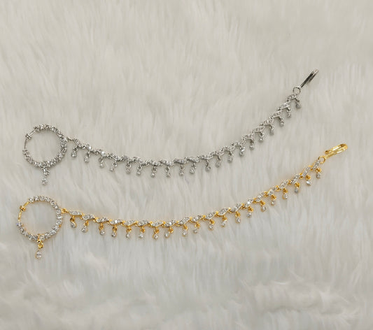 Silver Gold bridal Nath nathini Cz Stone