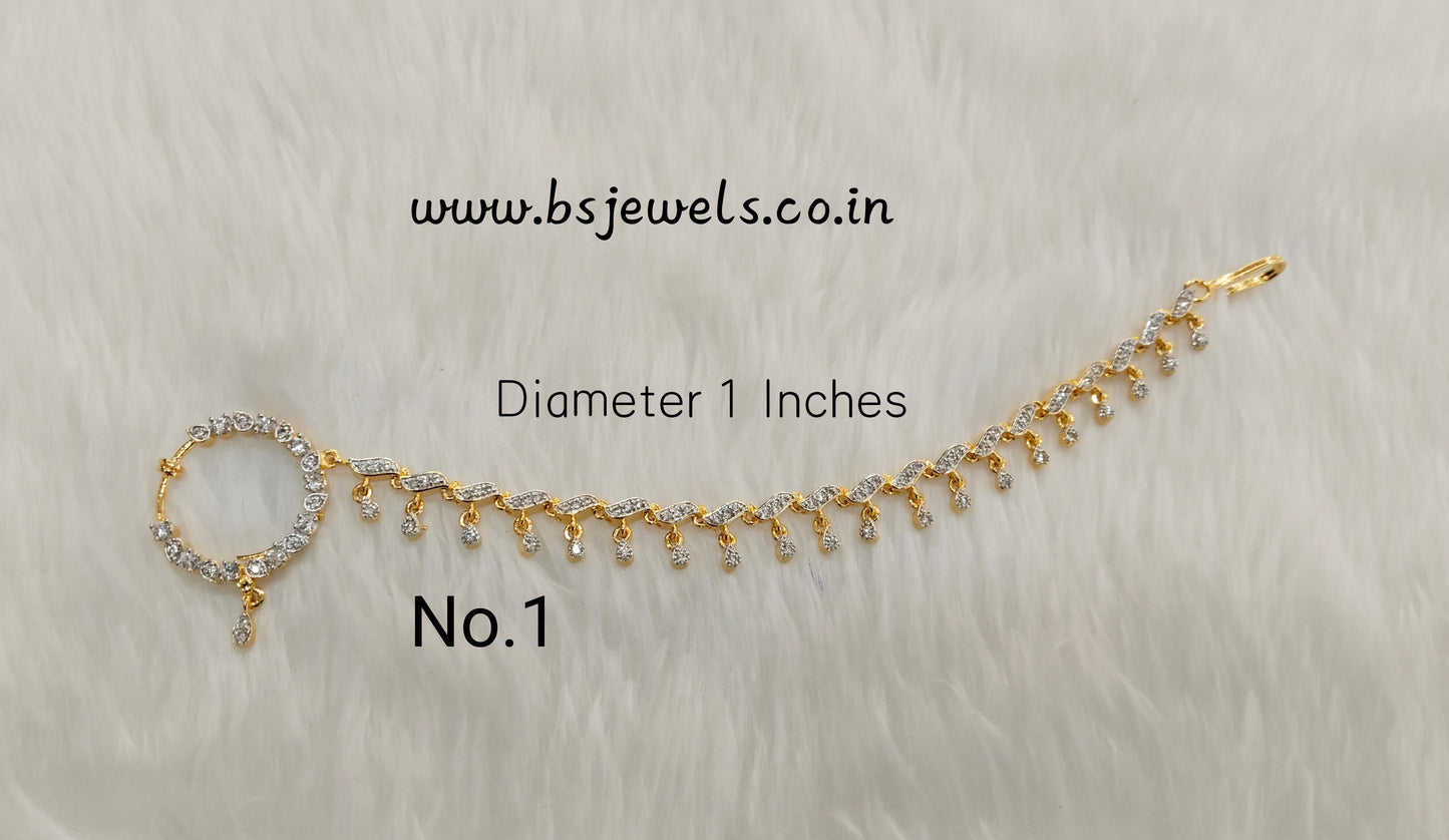 Silver Gold bridal Nath nathini Cz Stone