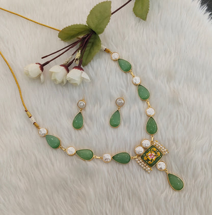 Mint Mother Of Pearl Stone Necklace Jewellery Mahindra Set