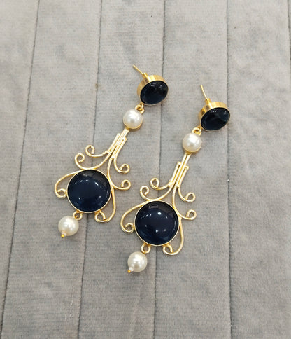 Blue Mother Of Pearl Bollywood Jombi Earrings