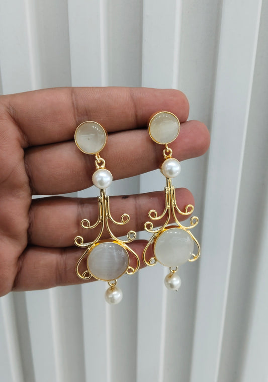 White Mother Of Pearl Bollywood Jombi Earrings