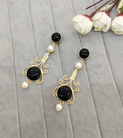 Black Mother Of Pearl Bollywood Jombi Earrings