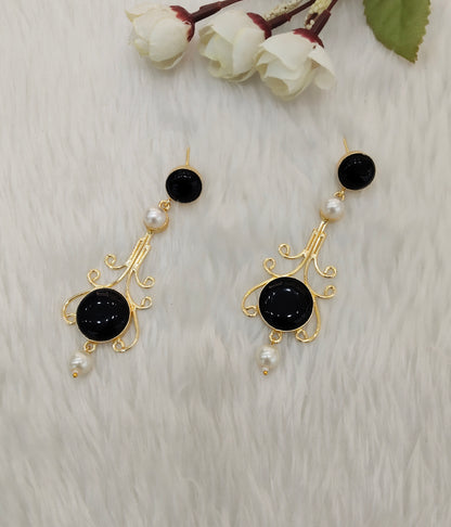 Black Mother Of Pearl Bollywood Jombi Earrings