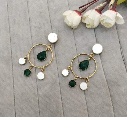 Green Mother Of Pearl Bollywood Jombi Earrings