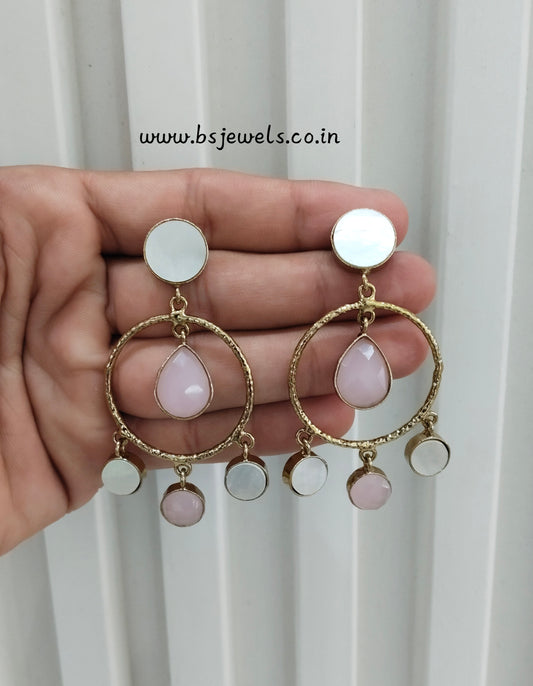 Pink Mother Of Pearl Bollywood Jombi Earrings