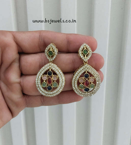 Multi Color Moissanite Kundan Bollywood Jombi Earrings
