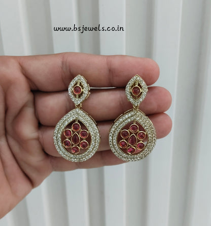 Ruby Moissanite Kundan Bollywood Jombi Earrings