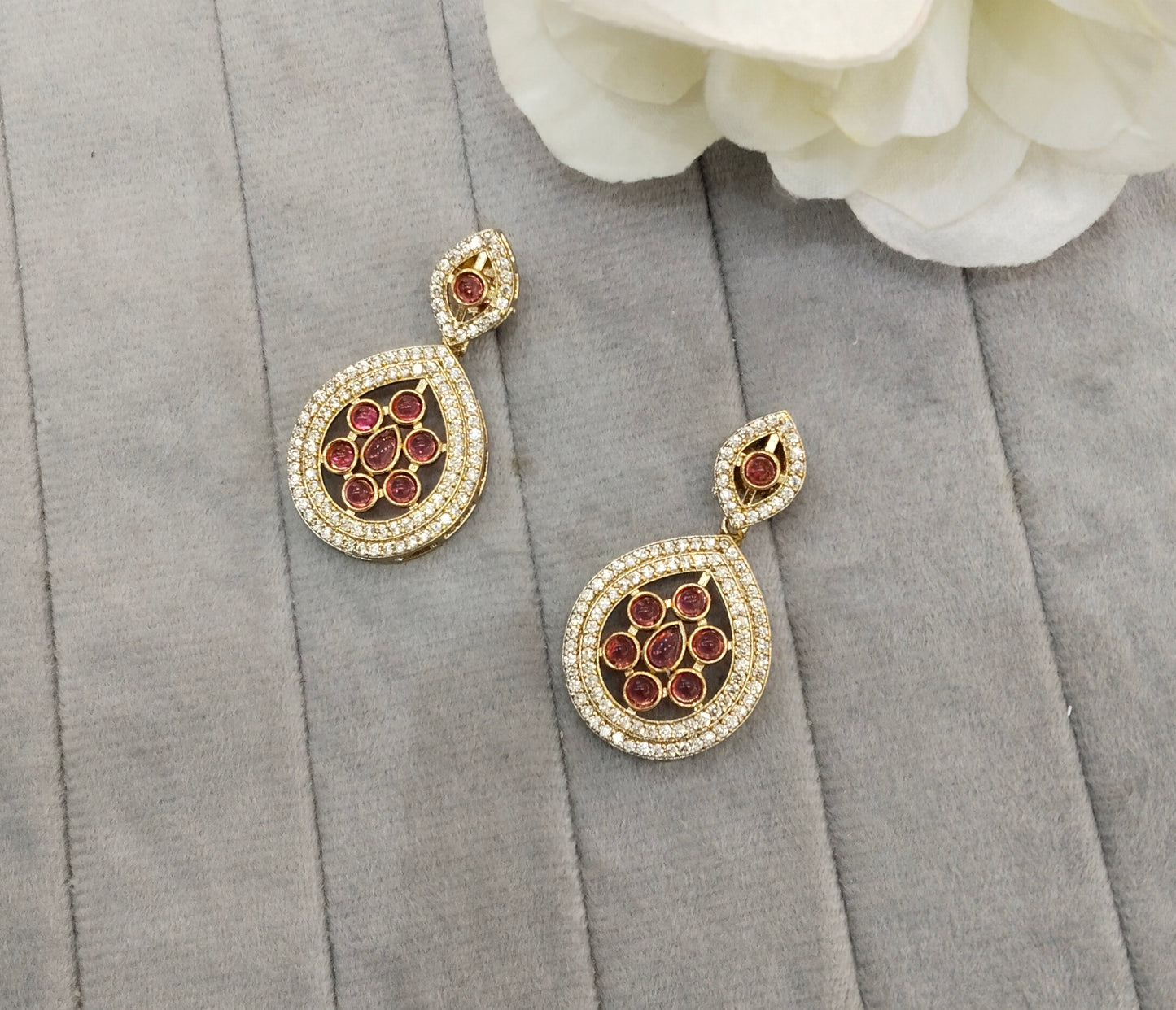 Ruby Moissanite Kundan Bollywood Jombi Earrings