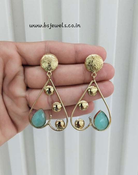 Sea Green Moissanite Kundan Bollywood Jombi Earrings