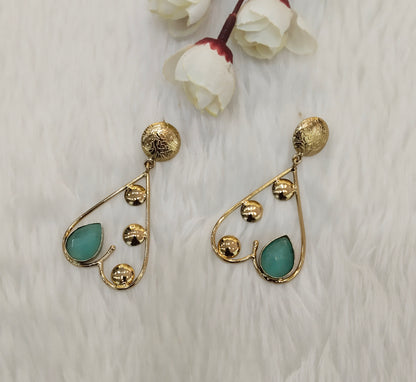 Sea Green Moissanite Kundan Bollywood Jombi Earrings
