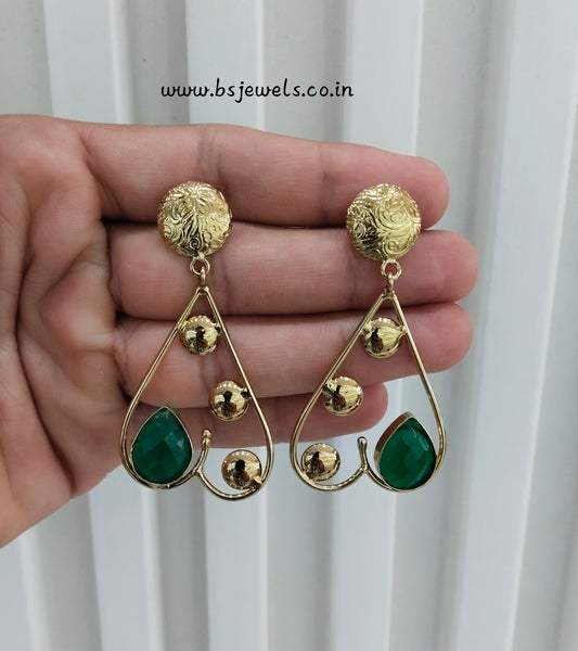 Green Moissanite Kundan Bollywood Jombi Earrings