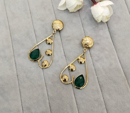 Green Moissanite Kundan Bollywood Jombi Earrings