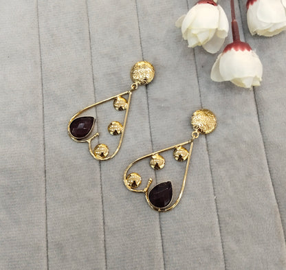 Maroon Moissanite Kundan Bollywood Jombi Earrings