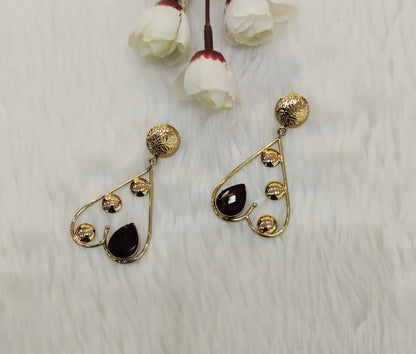Maroon Moissanite Kundan Bollywood Jombi Earrings