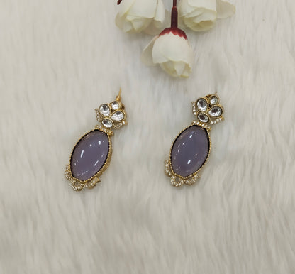 Purple Moissanite Kundan Bollywood Jombi Earrings