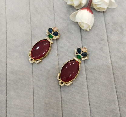 Multi Color Moissanite Kundan Bollywood Jombi Earrings