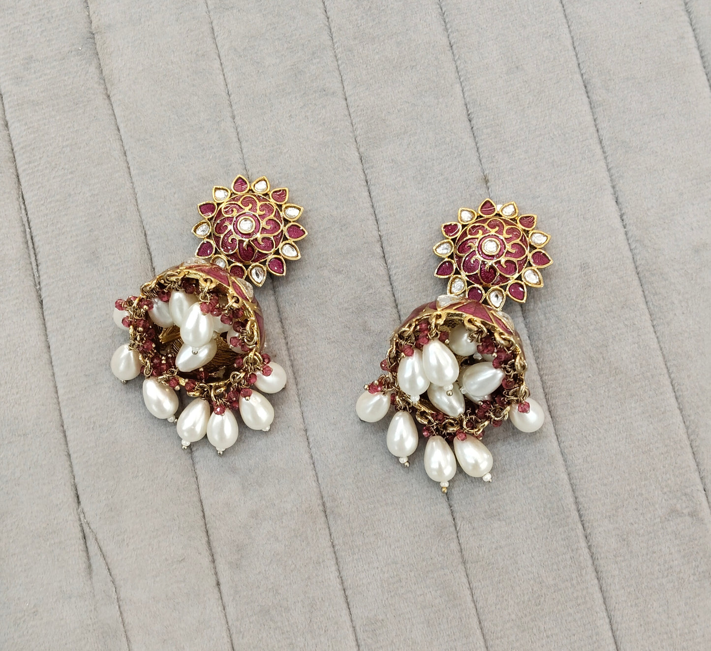 Purple Antique Gold Stud Bollywood Shota Earrings