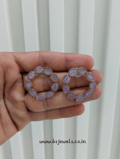 Lavender Antique Gold Stud Bollywood Shota Earrings