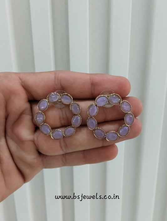 Lavender Antique Gold Stud Bollywood Shota Earrings