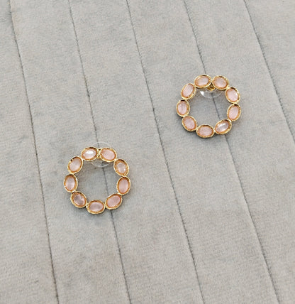 Pink Antique Gold Stud Bollywood Shota Earrings