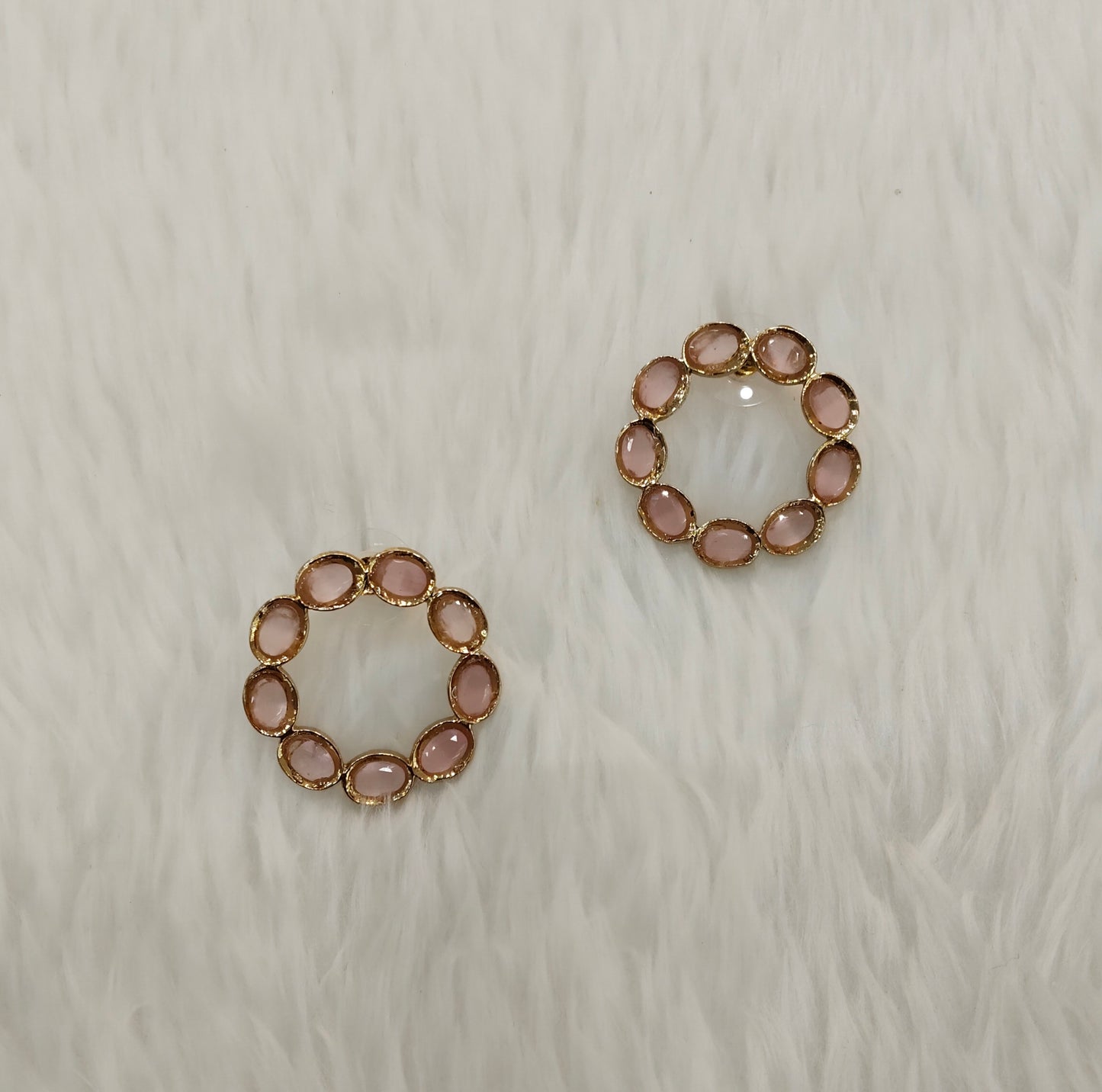 Pink Antique Gold Stud Bollywood Shota Earrings