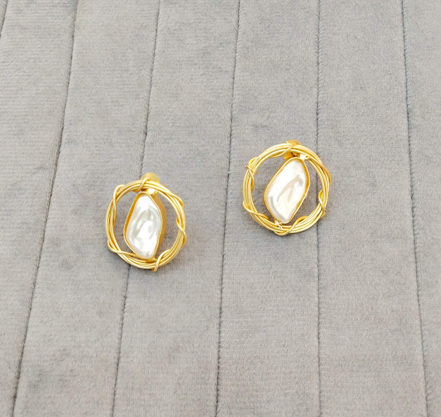 White Gold Mother Of Pearl Bollywood Bhullar Earrings