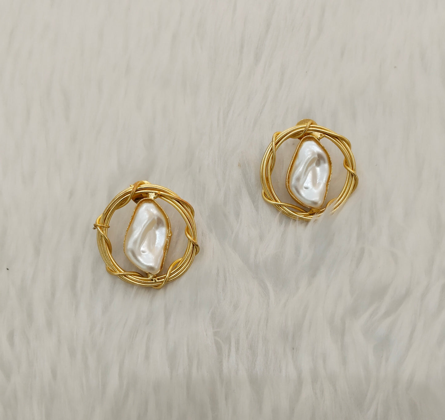 White Gold Mother Of Pearl Bollywood Bhullar Earrings