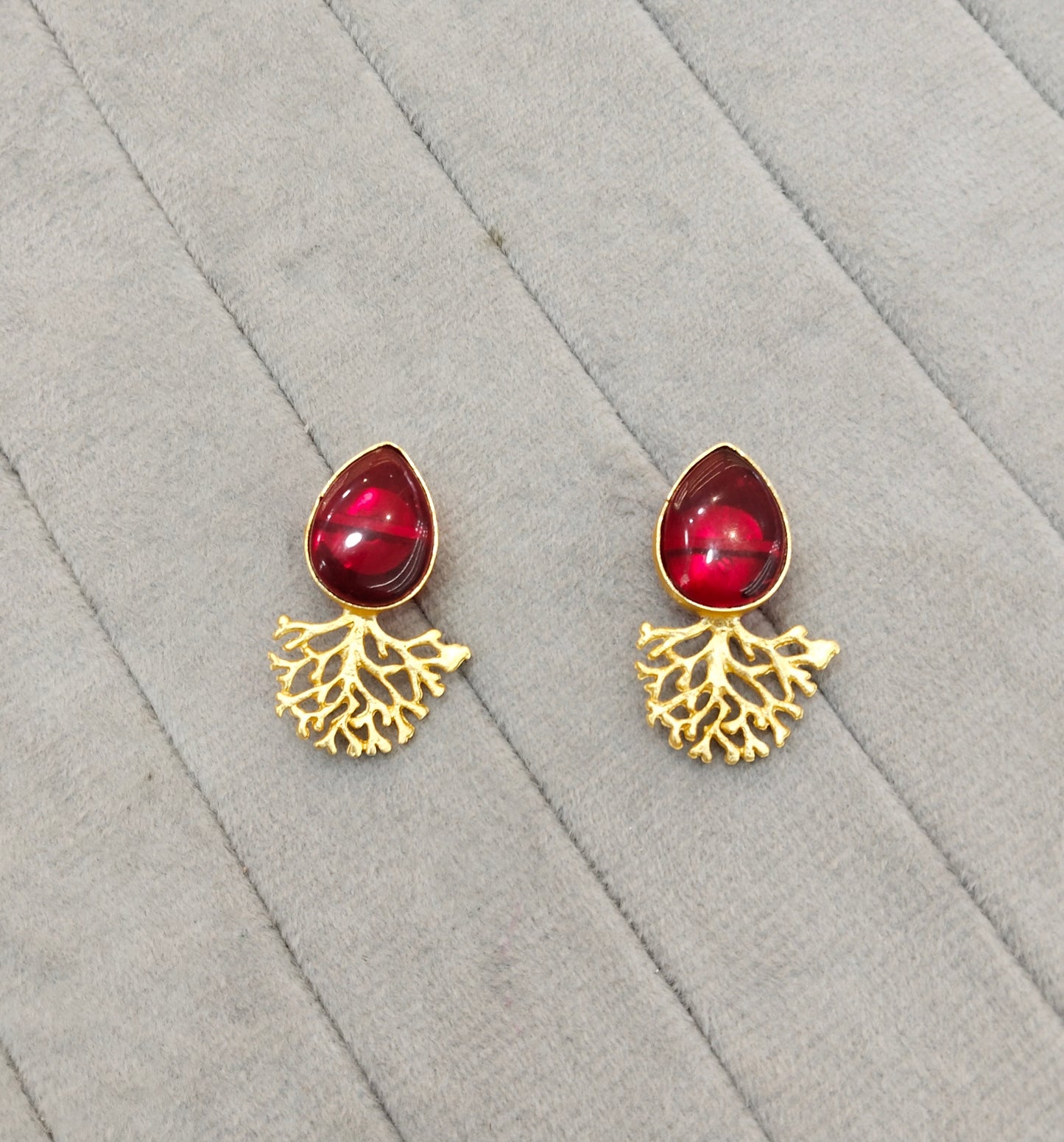 Maroon Gold Mother Of Pearl Bollywood Bhullar Earrings