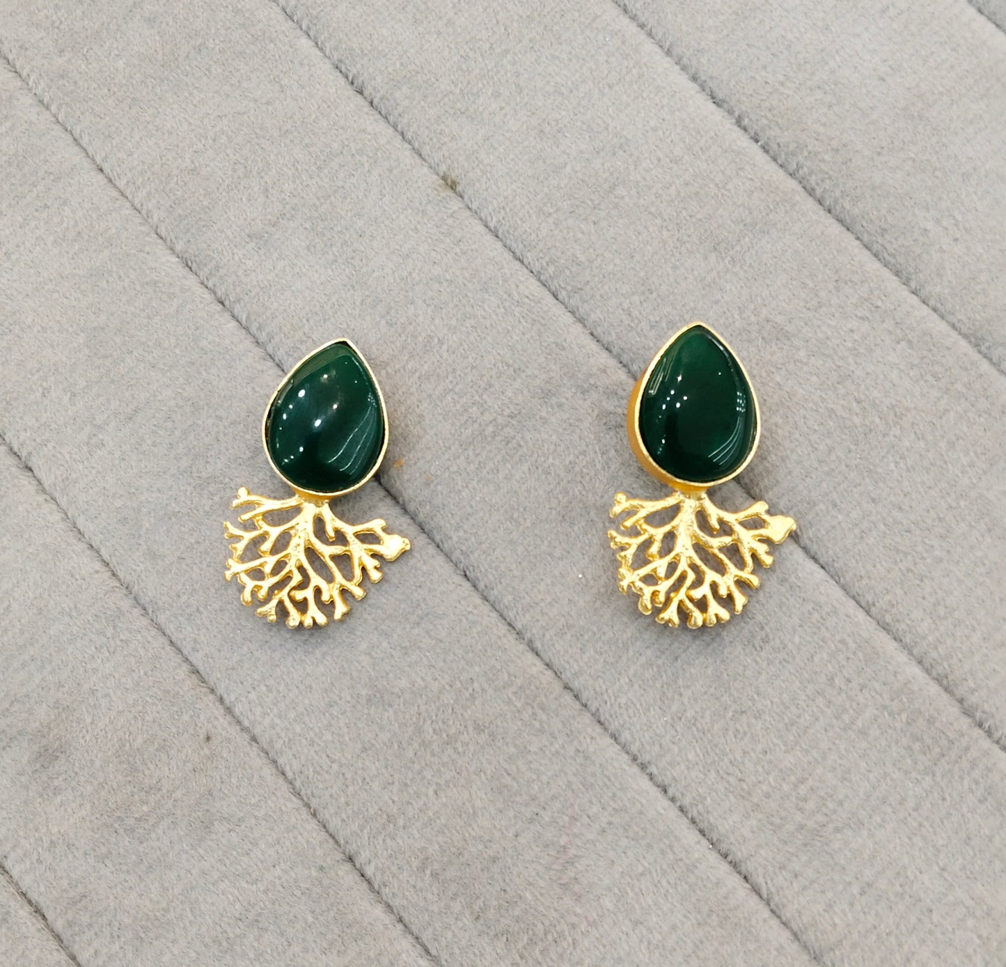 Green Gold Mother Of Pearl Bollywood Bhullar Earrings