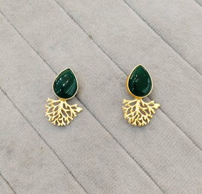 Green Gold Mother Of Pearl Bollywood Bhullar Earrings