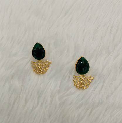 Green Gold Mother Of Pearl Bollywood Bhullar Earrings