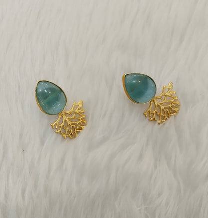 Sky Blue Gold Mother Of Pearl Bollywood Bhullar Earrings