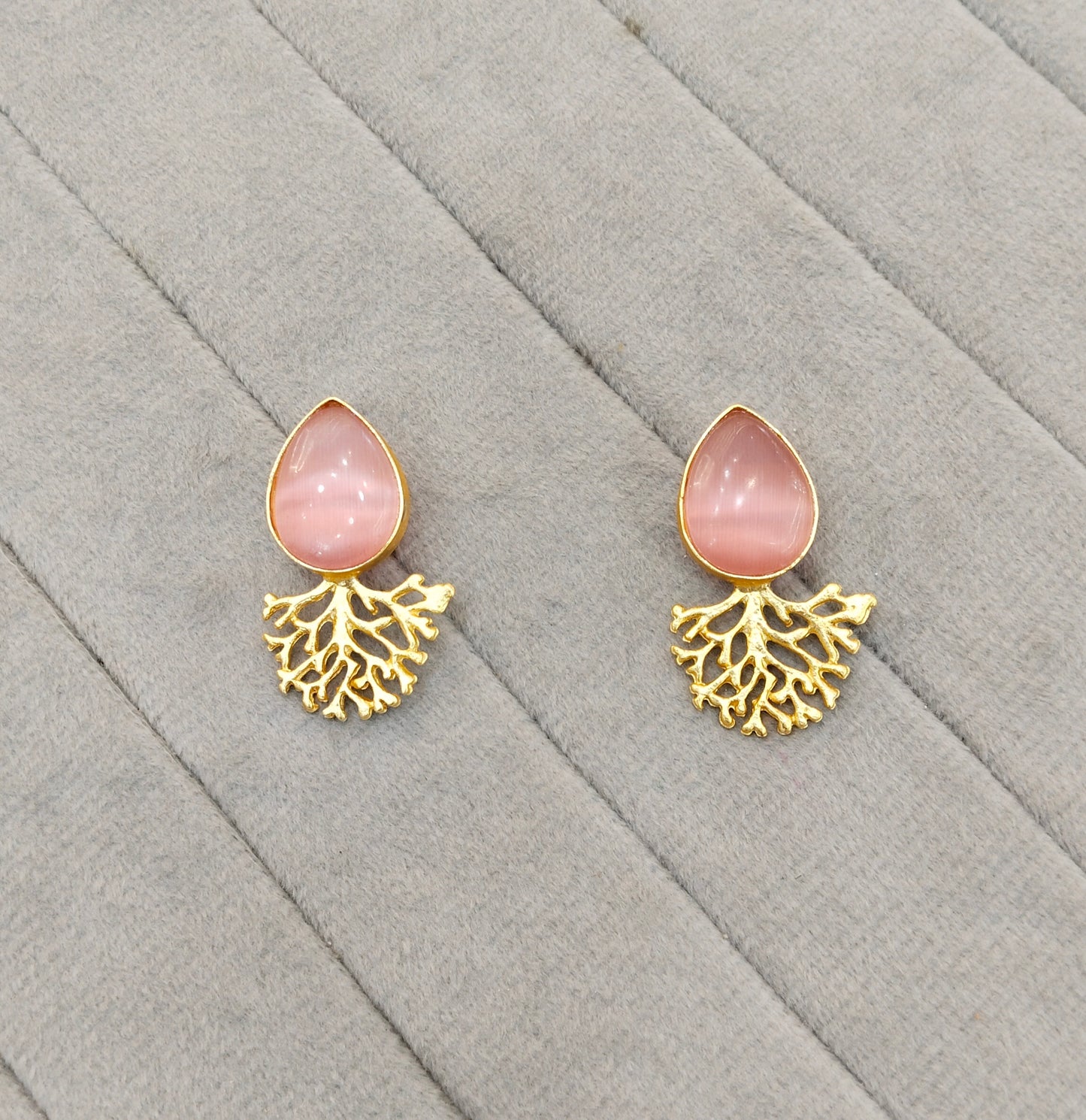 Pink Gold Mother Of Pearl Bollywood Bhullar Earrings