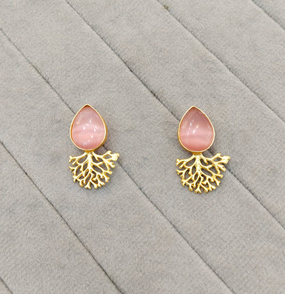 Pink Gold Mother Of Pearl Bollywood Bhullar Earrings