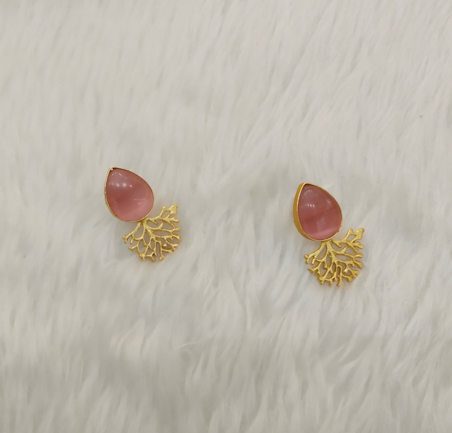 Pink Gold Mother Of Pearl Bollywood Bhullar Earrings