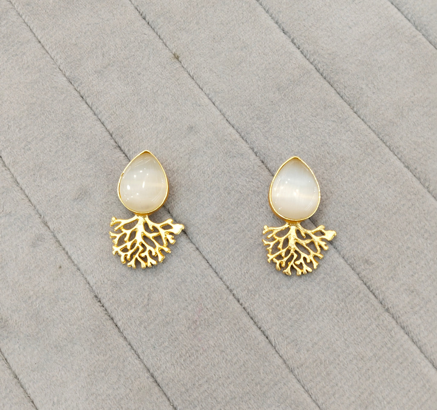 White Gold Mother Of Pearl Bollywood Bhullar Earrings