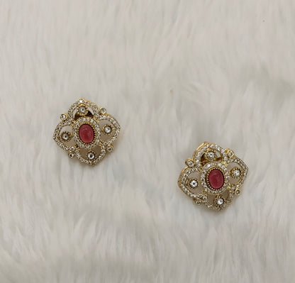 Ruby Moissanite Kundan Bollywood Dhillon Earrings