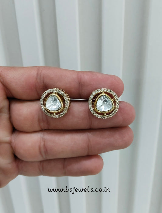 White Moissanite Kundan Bollywood Dhillon Earrings