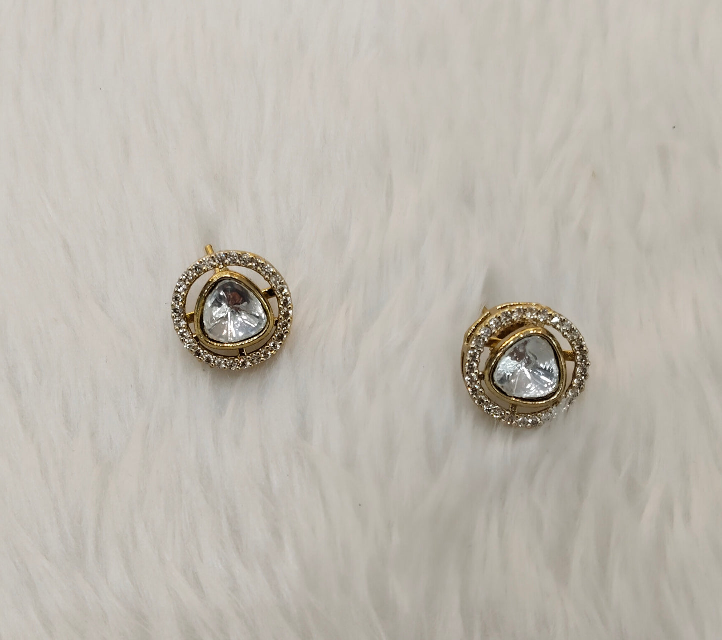 White Moissanite Kundan Bollywood Dhillon Earrings