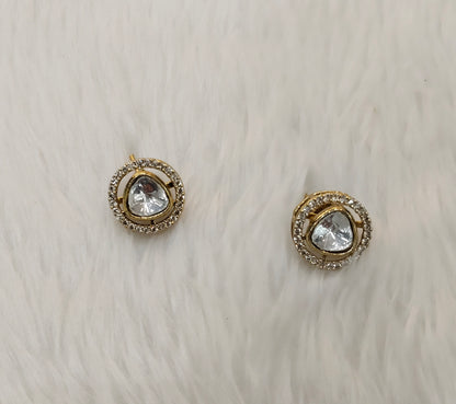 White Moissanite Kundan Bollywood Dhillon Earrings