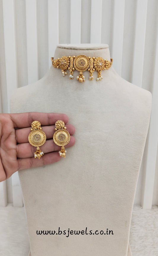 Gold Polki Choker Jewellery Bini Set